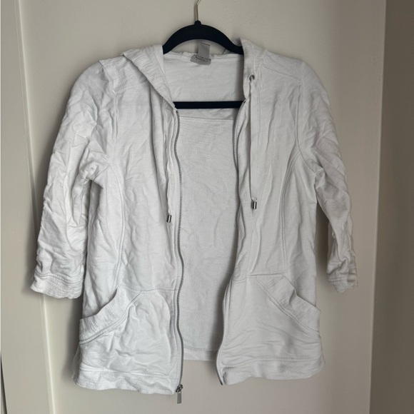 Chico's Sweaters - Chicos White Hooded zip up